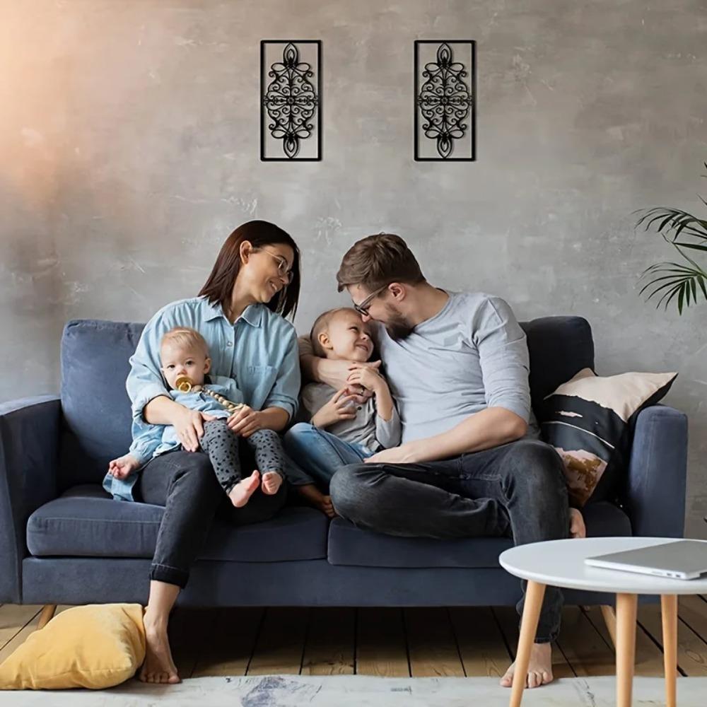 Stunning Black Hollow Metal Wall Art Set - Ideal for Home Decor In Living Room and Bedroom, Decorative Iron Accents