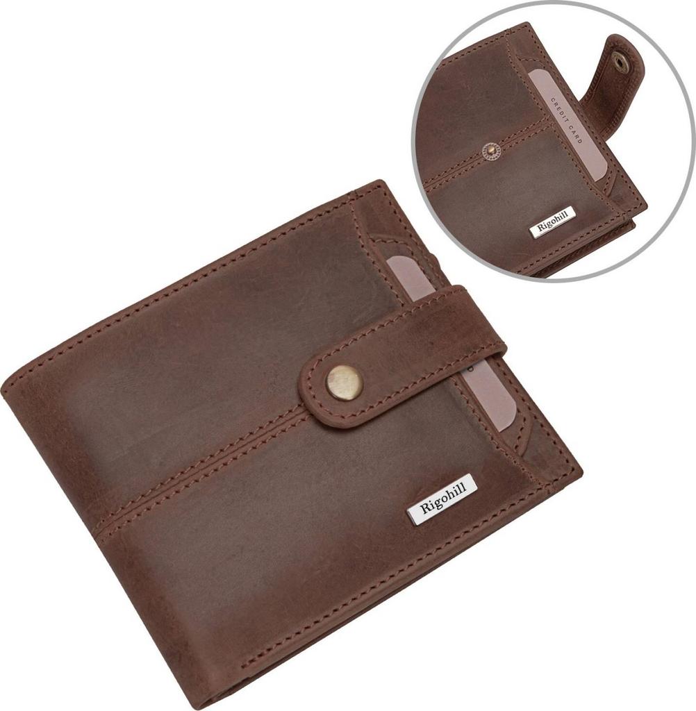 Мужской повседневный синий кошелек из натуральной кожи с RFID-меткой  (10 слотов для карт)