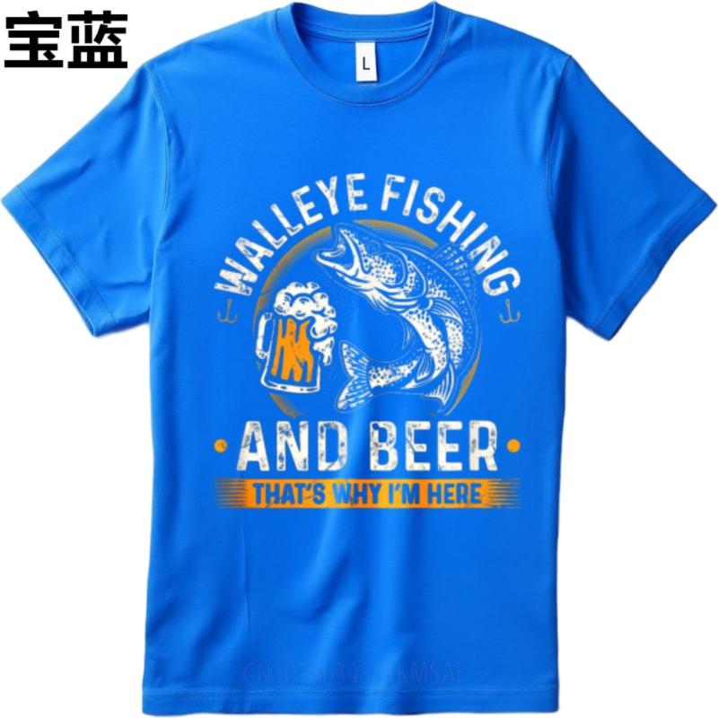 Vintage Tshirt New Arrived Boys Oneck tshirt Big size Walleye Fishing And Beer Thats Why Im Here Anime Teenagers tops