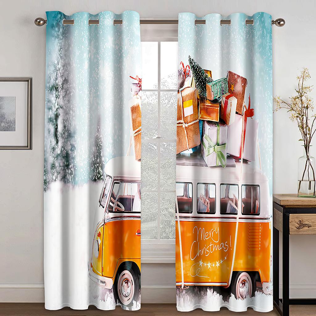 Рождественские украшения занавес 3D мультфильм Санта-Клаус Рождественская елка полиэстер ткань занавес снеговик узор праздничная атмосфера