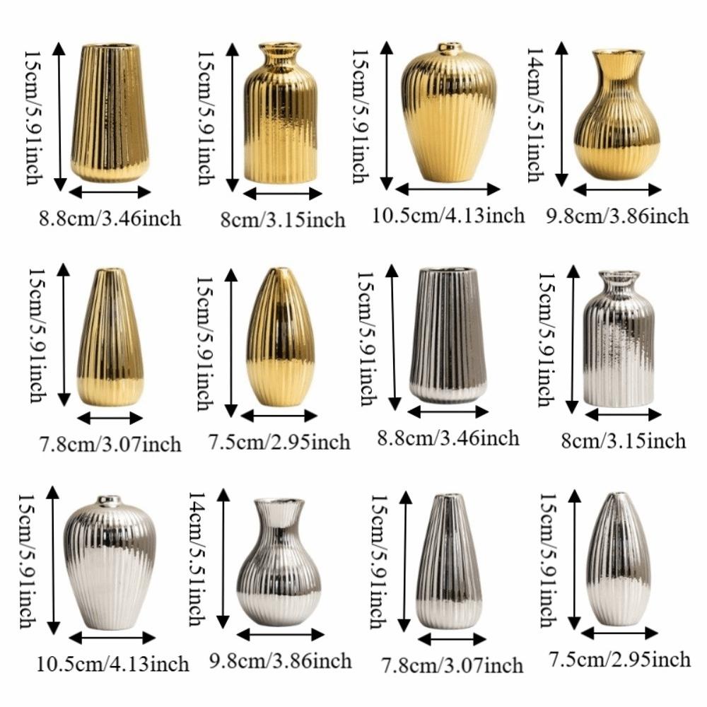 Floral Arrangement Flowerpot Minimalism Tabletop Decor Ceramic Electroplated Vase Home Decor