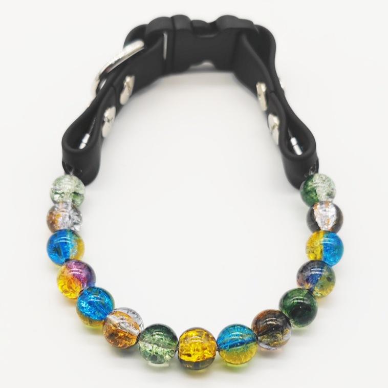 Fashion Pet Beaded Necklace Adjustable Transparent Glass Dog Cat Pearl Collar