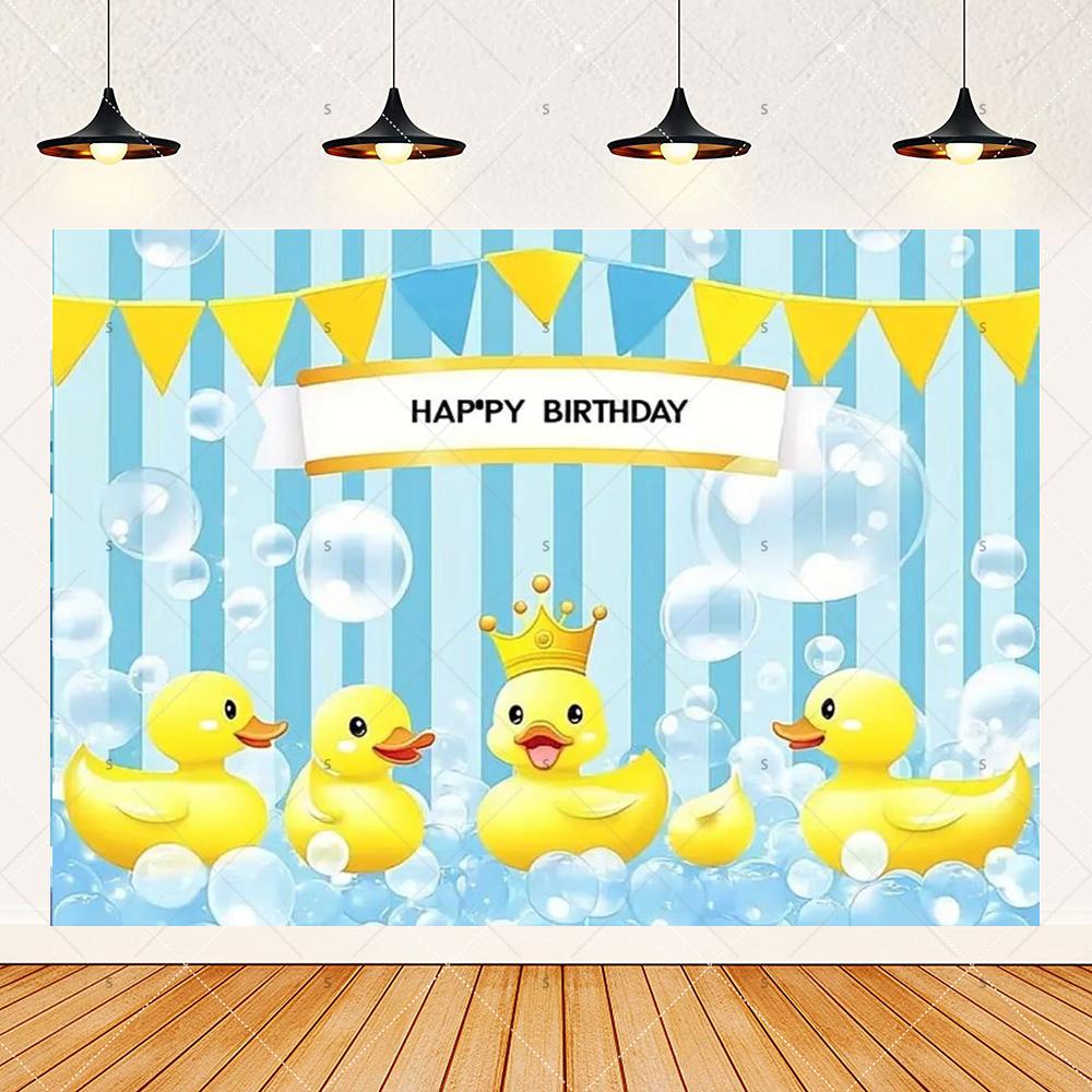 Cute Yellow Duck Theme Background Banner Kids Birthday Party Decorations Photography Backdrop Cartoon Baby Shower Supplies Props