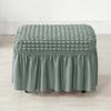 Seersucker Footstool Skirt Cover Stretch Spandex Ottoman Cover Solid Color Non Slip Washable Footrest Slipcovers for Living Room
