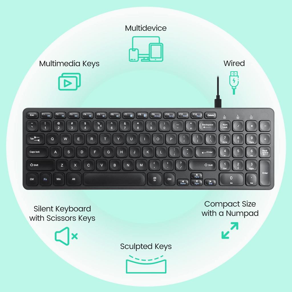 Perixx Keyboard Wired Pantograph Key Slim Design Type C Hub x 2 Included Guaranteed English Layout Black PERIBOARD-215BUS USB-A & [Genuine Product]