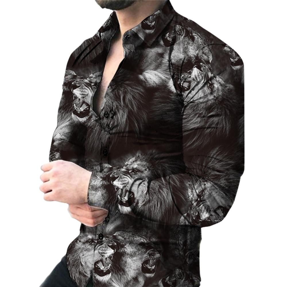 Fashion Casual Men 3D Printed Shirt Micro Stretch Social Shirt