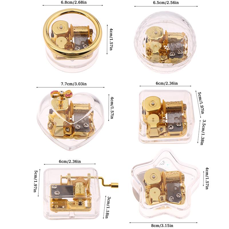 Креативный ручной музыкальный футляр, мини-акриловый прозрачный металлический механизм, октавная коробка, украшение для дома и автомобиля, подарки на день рождения для пары