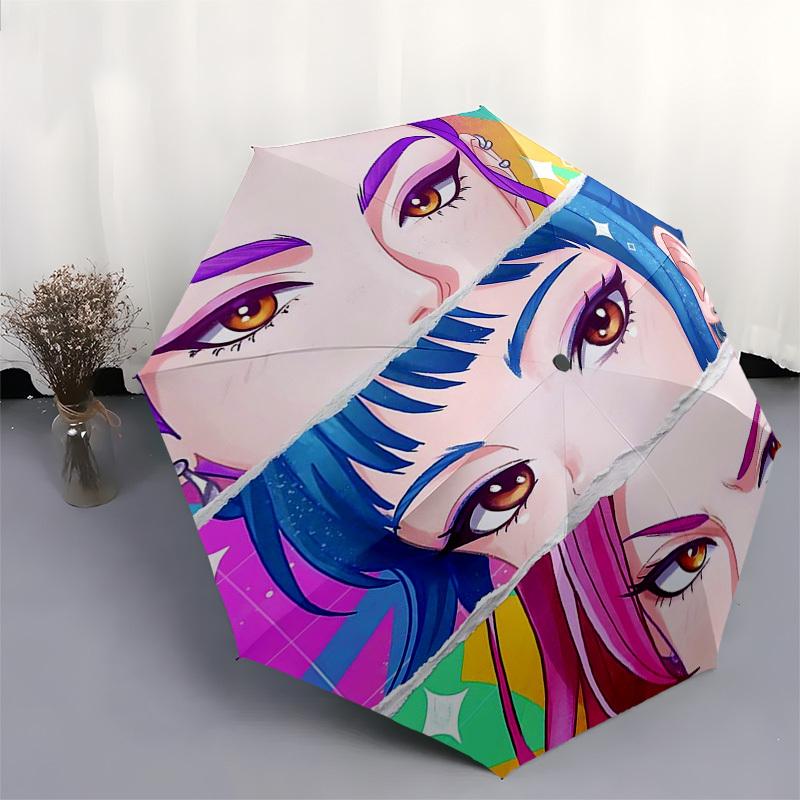 1pc Colorful Anime Character Outdoor Umbrella - Automatic Opening/Closing, Portable 3-Fold Design, 8-Rib Iron Frame, Perfect Gift for Fans, Trave