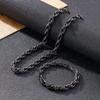 Retro Black Dotted Hip Hop Thick Twist Chain Titanium Steel Men 'S Bracelet Necklace 