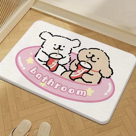 Cartoon hard diatom mud floor mat bathroom suction board non-slip quick-drying mat toilet door toilet floor mat foot mat