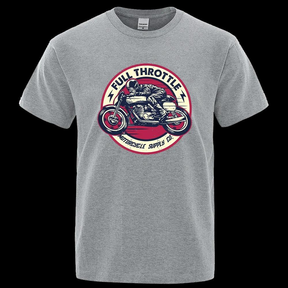 Full Throttle Cafe Racer Rockabilly Biker Printed T-Shirt New In Tops and T-shirts for Men High Quality Costume for Man Tshirt