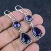 Natural Amethyst Gemstone Handmade 925 Sterling Silver Earring 2.17" S5r10