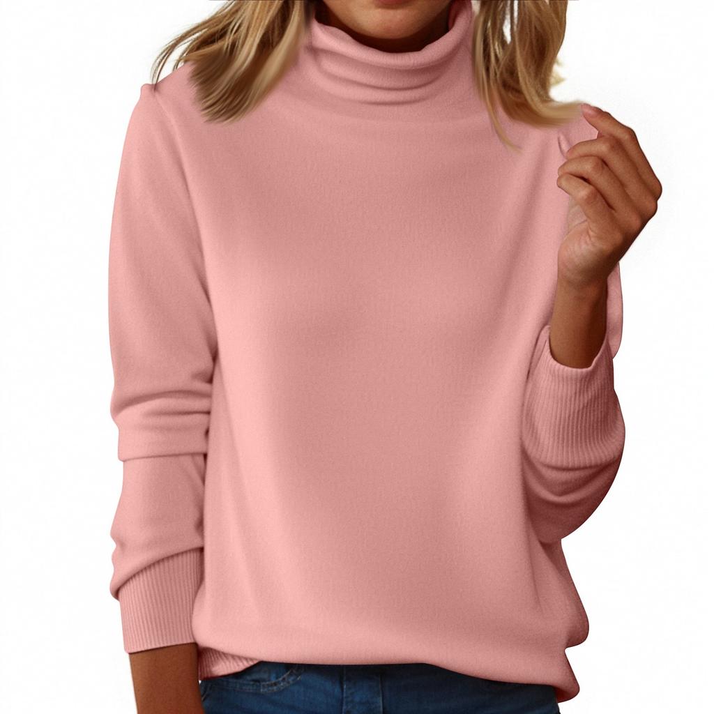 Women's Slim Fit Temperament Wool Long Sleeve Seamless Turtleneck Sweater
