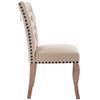 Dining Chair (Kitchen, Living Room, with Door Knocker on Back, 2 pcs), Upholstered, Nailhead Trim, Legs of Solid Wood, Cover of Velvet, Light Camel