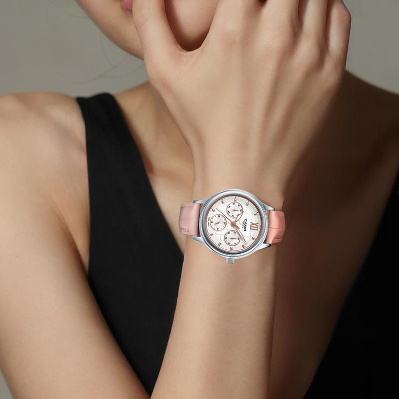 Casio 50 метров водонепроницаемость элегантный кварцевый механизм кожаный ремешок японские и корейские часы женские часы серебристый циферблат LTP-E306L-4A