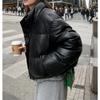 Женская мода зимние кожаные пальто с воротником-стойкой и длинным рукавом короткие стеганые куртки женские парки шикарный теплый наряд