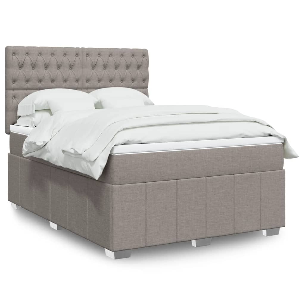 Vidaxl Континентальная кровать с матрасом, цвет тауп, ткань, 140x190 см