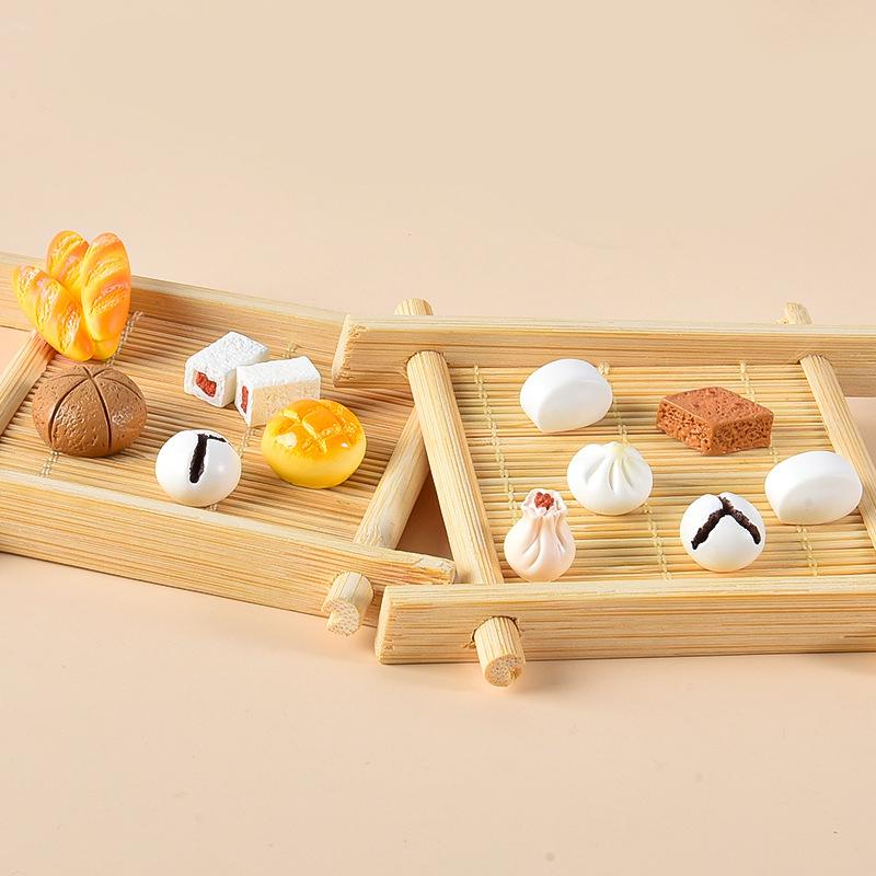 1Set 1:12 Dollhouse Miniature Cake Bread Egg Tart Teapot Basket Tray Breakfast Food Model Kitchen Decor Kid Pretend Play Toy