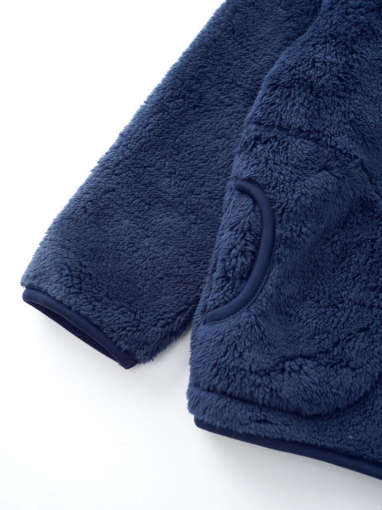 Унисекс Детская Повседневная Куртка с Длинным Рукавом, Воротником-стойкой, Мягким Плюшем, Застежкой-молнией, Карманами по Бокам, для Улицы