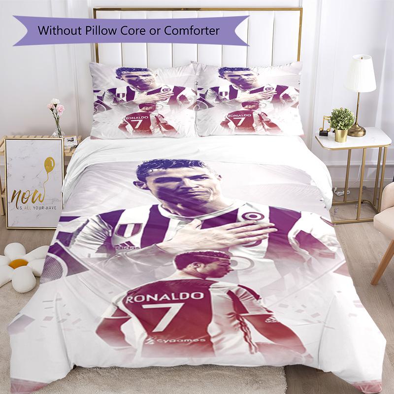 Ronaldo's Juventus Legacy Bedding Set, Breathable Duvet Cover with Pillowcases, Soft Bed Linen for Bedroom Home Decoration, Perfect Festival Birthday