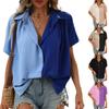 Women's Fashion Casual Summer Loose Colorblock Shirt Short Sleeve Lapel Fashion Tops