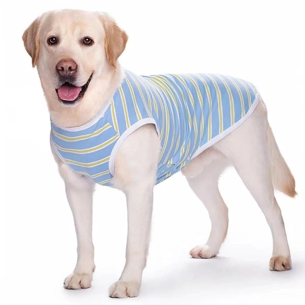 Soft Dog Cooling Vest Round Neck Dog Sunscreen Vest Fashion Pet Striped T-Shirt Home Clothes