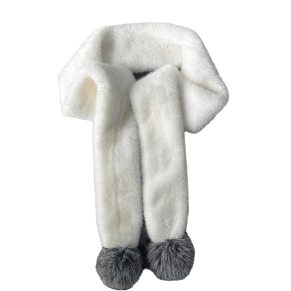 Soft Plush Pom Pom Scarf Pom Pom Trim Plush Scarf New Neck Warmer Women