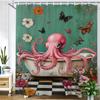 Прекрасная креативная ткань с принтом в виде осьминога, занавеска для душа, занавеска для ванной комнаты, цветочный осьминог, занавеска для домашнего декора с крючками