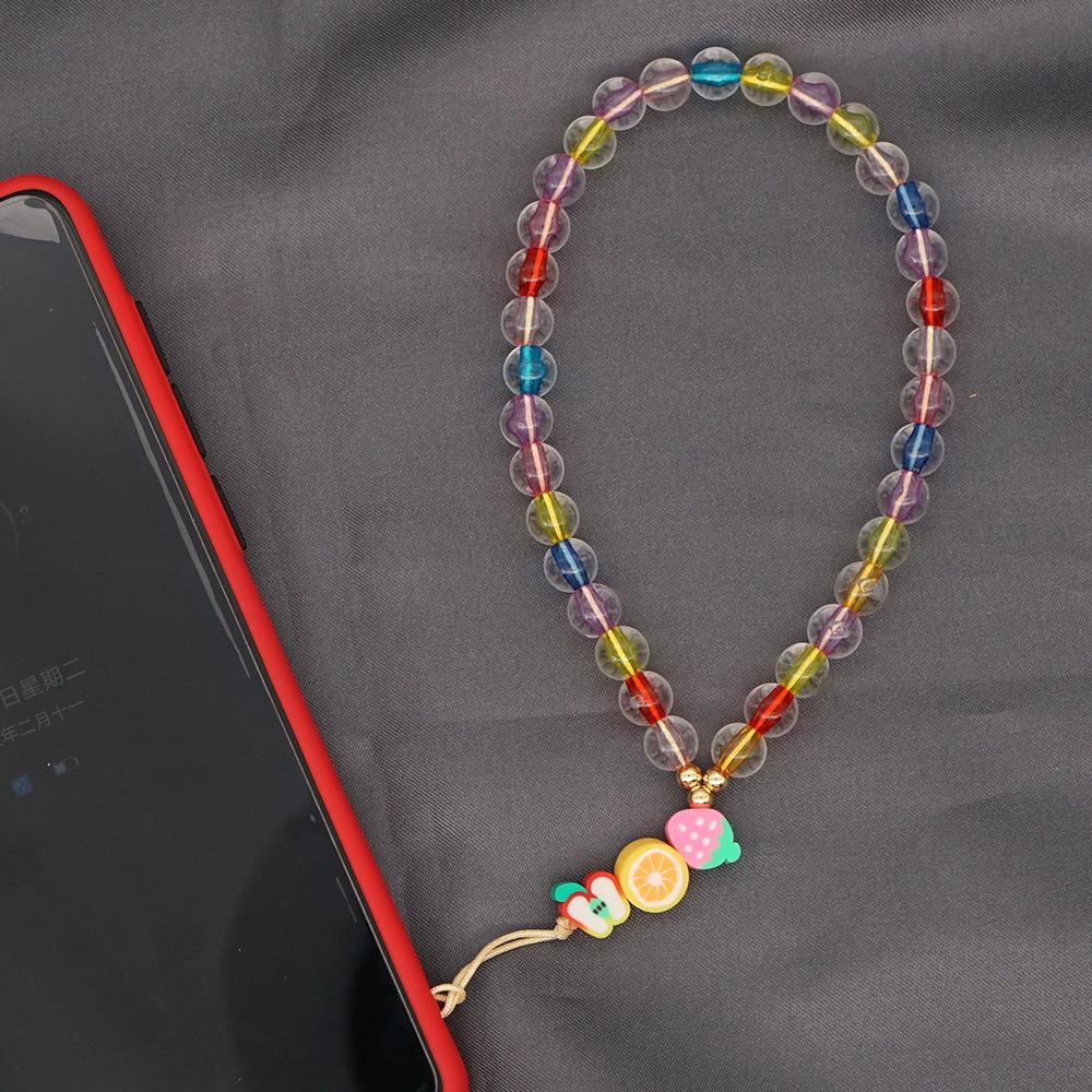 1 шт./пакет, популярная мода, креативная простая этническая цепочка для мобильного телефона с фруктами, цветами и сердечками, цвет звезды, полимерная глина