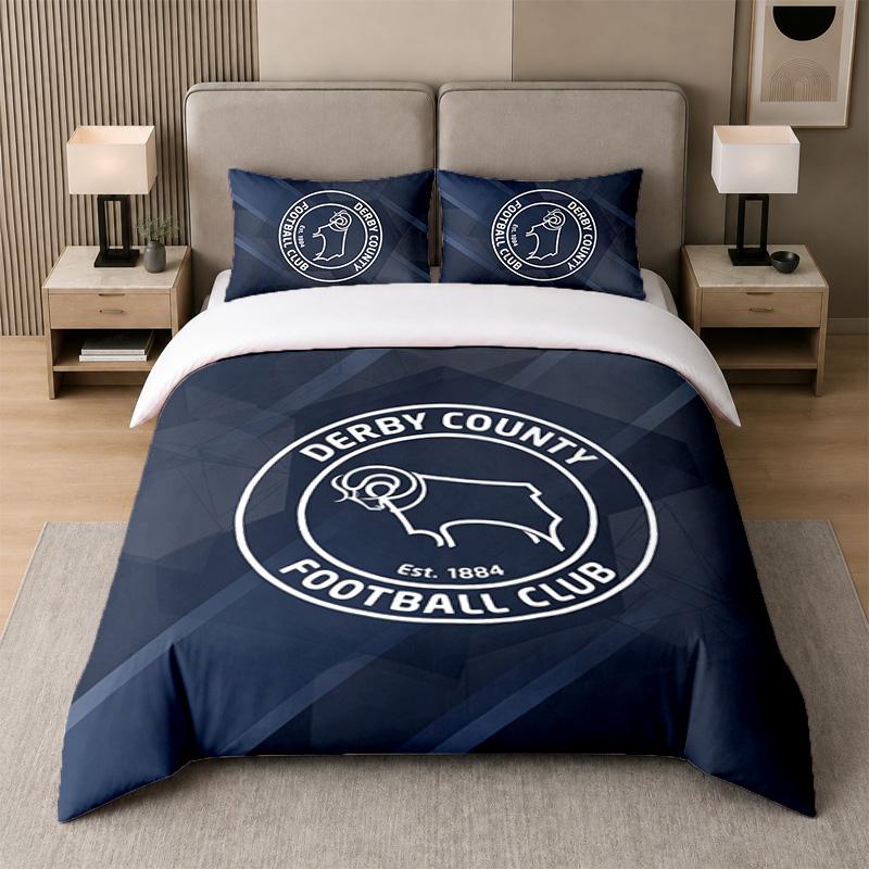 3Pcs Bedding SetDerby County Soft Bed Sheet and Two Pillowcases Home Bedroom Decor