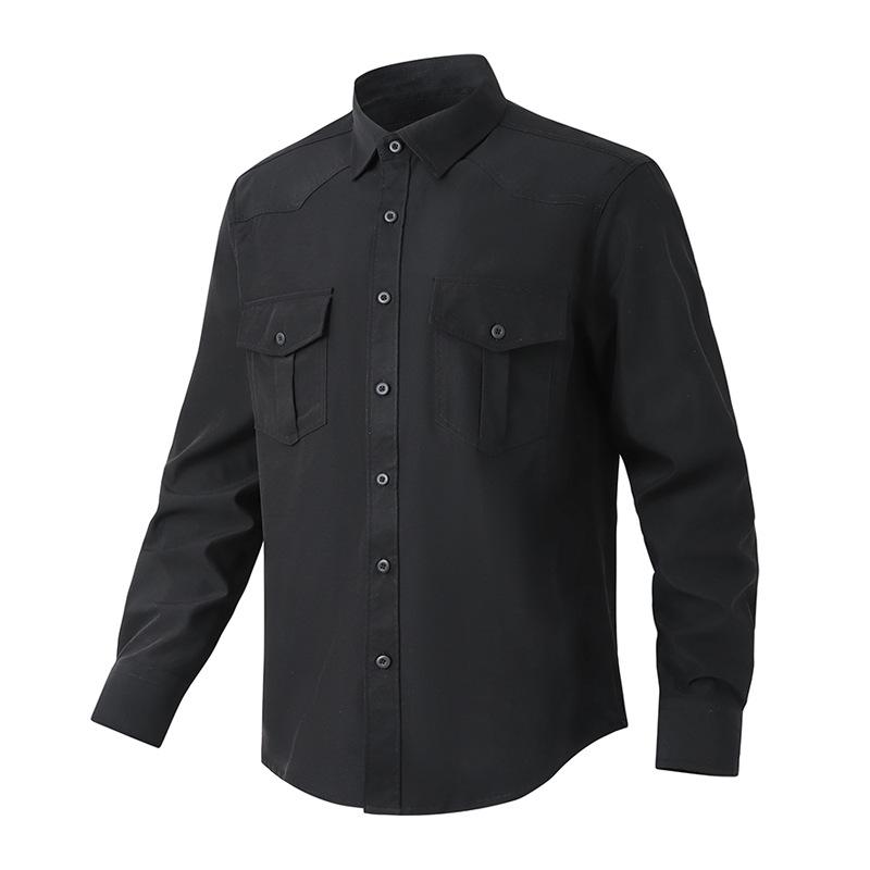Button Up Long Sleeve Shirts for Men Lightweight Chambray Work Shirts With Pockets Men's Casual Relaxed Fit Dress Shirts Comfortable Western Shirt