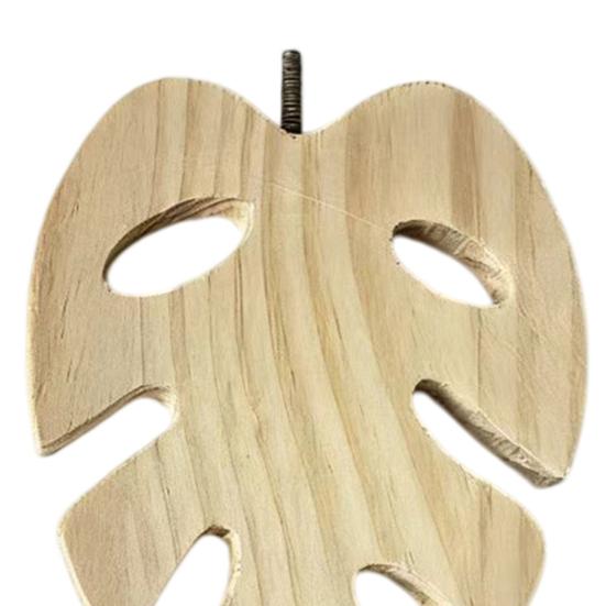 Жердочка для клетки попугая Деревянная платформа-подставка для попугая Лист Монстеры Плоская жердочка с сосновой шишкой для корелл, конуров, Жако Обточка когтей