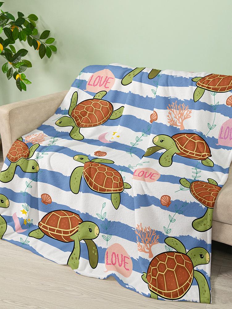 Flannel blanket sea animals turtle blanket crystal fleece blanket spring and autumn