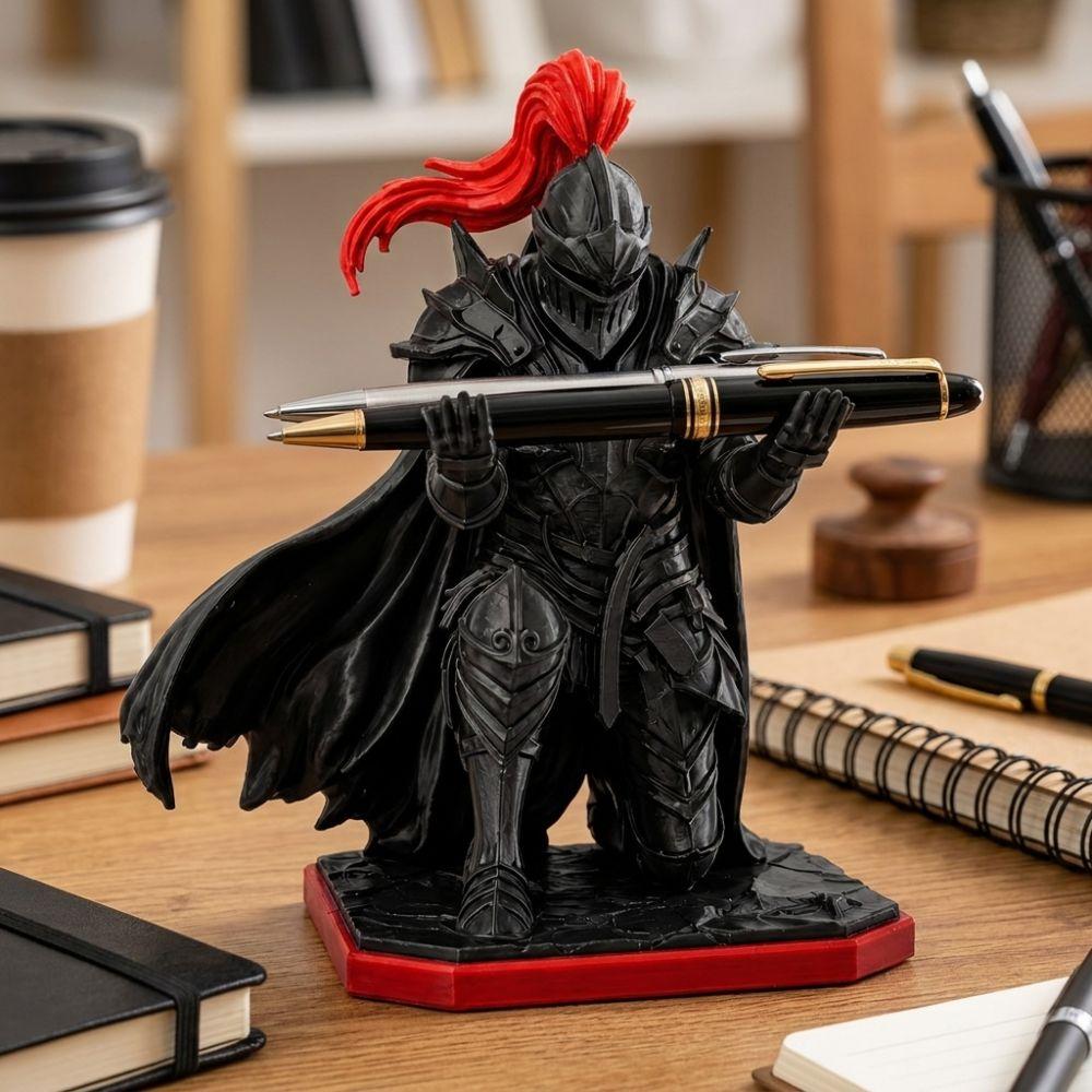 Novelty Gift Medieval Warrior Desk Pen Stand Dark Knight Desktop Pen Holder Birthday Gift
