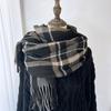 Plaid Scarf Women's Winter Warm Imitation Cashmere Fringed Shawl Dual-purpose Scarf Windproof & Warm, Multi-Color Options for Casual Outings, Office