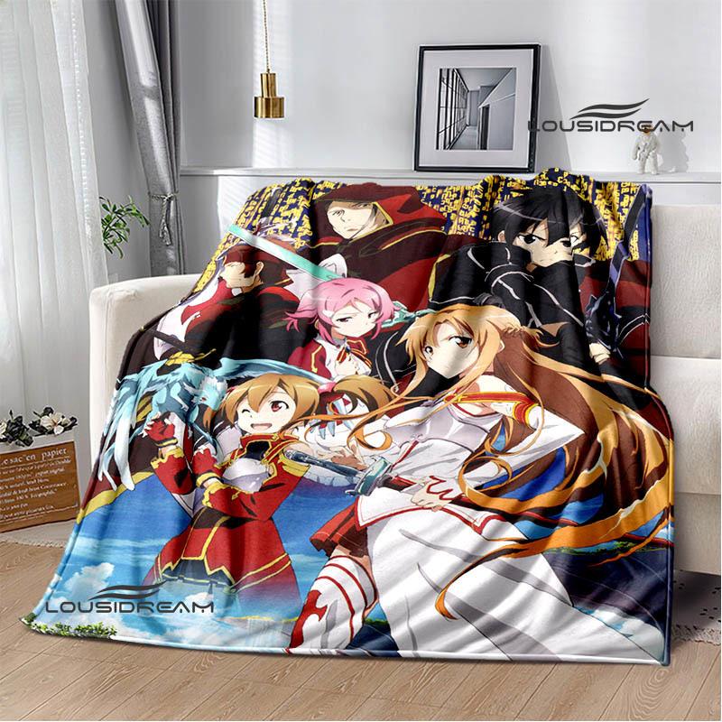 Мультяшные пледы с принтом Sword Art Online Плед для пикника Теплые фланелевые пледы Постельные принадлежности для дома Подарки на день рождения