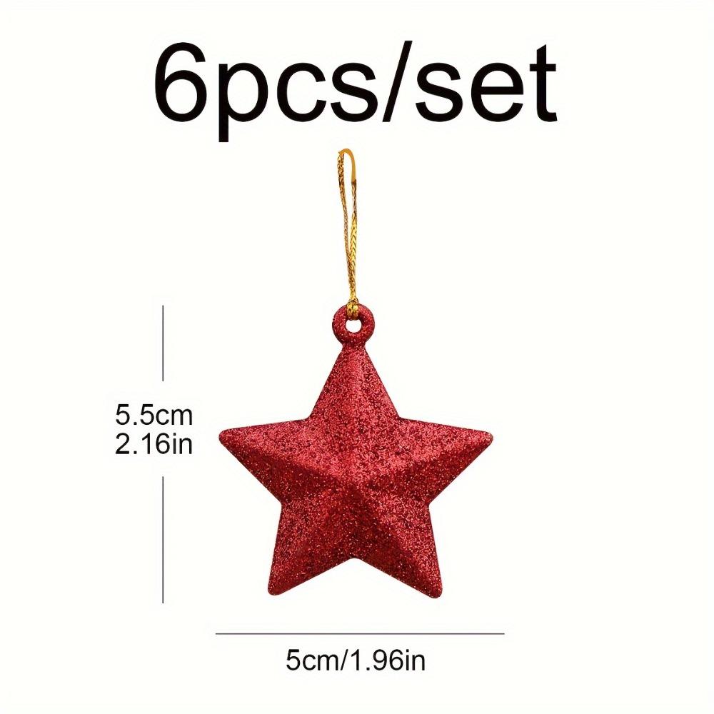 6pcs/set, Christmas Tree Small Glitter Pentagram Pendant Decoration Arrangement Christmas Decoration