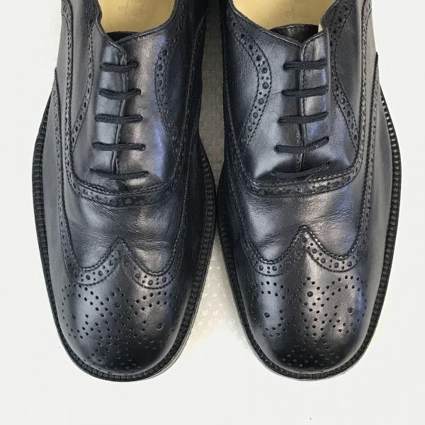 Сделано во Франции CLERGET Кожа Goodyear Welt Full Brogue Wingtip 42 / 26.0-26.5см / Черные Туфли(ИСПОЛЬЗОВАЛ)