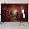 2D Luxurious Red Floral Doorway Backdrop Engagement & Wedding Photography