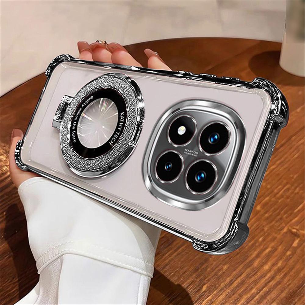 Противоударный чехол для телефона с магнитным держателем с гальваническим покрытием для Xiaomi Redmi Note 14 15 Pro Plus 15 15C 14C 14S 4G 5G Мягкий силиконовый чехол