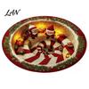 Decorative Indoor Room Rug Christmas Round Area Rug, 3D Optical Illusion Floor Mat with Santa Candy Cane Print, Non-Slip Stain Resistant Carpet