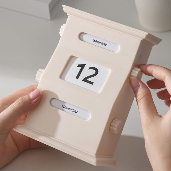 Вечный календарь в ретро-стиле, настольный календарь с вращающимся дисплеем, простая ручная настройка даты, месяца, дня, календарь