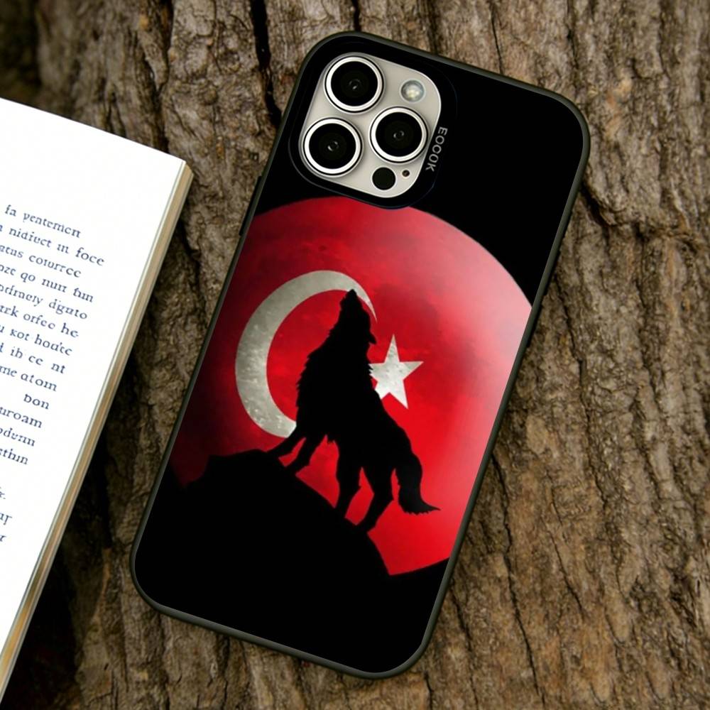 Чехол для телефона Turk Wolf Turkey Flag для iPhone 17,16,15,14,13,12,11 Plus,Pro Max,XS, Цветной Серебристый Чехол для телефона Funda Cover