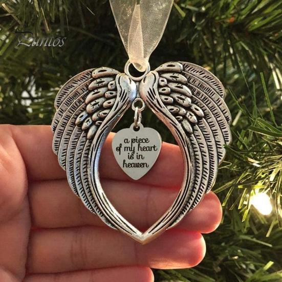 Рождественский мемориальный орнамент с крыльями ангела и ремешком, подвесной кулон в виде рождественской елки, подарок сочувствия