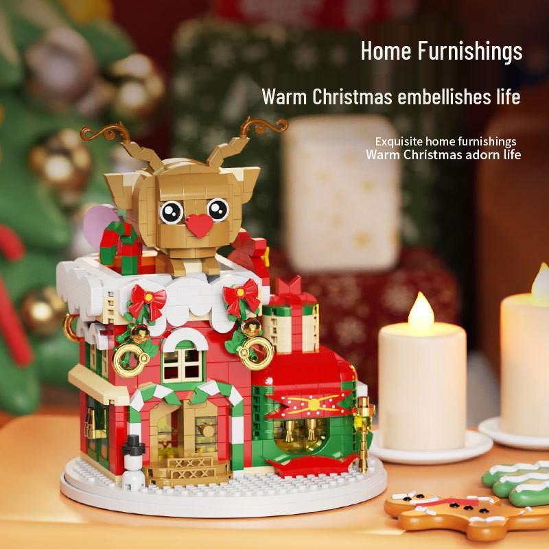 Рождественский конструктор для мальчиков и девочек - Дед Мороз, Снеговик и Олень, совместимый с LEGO