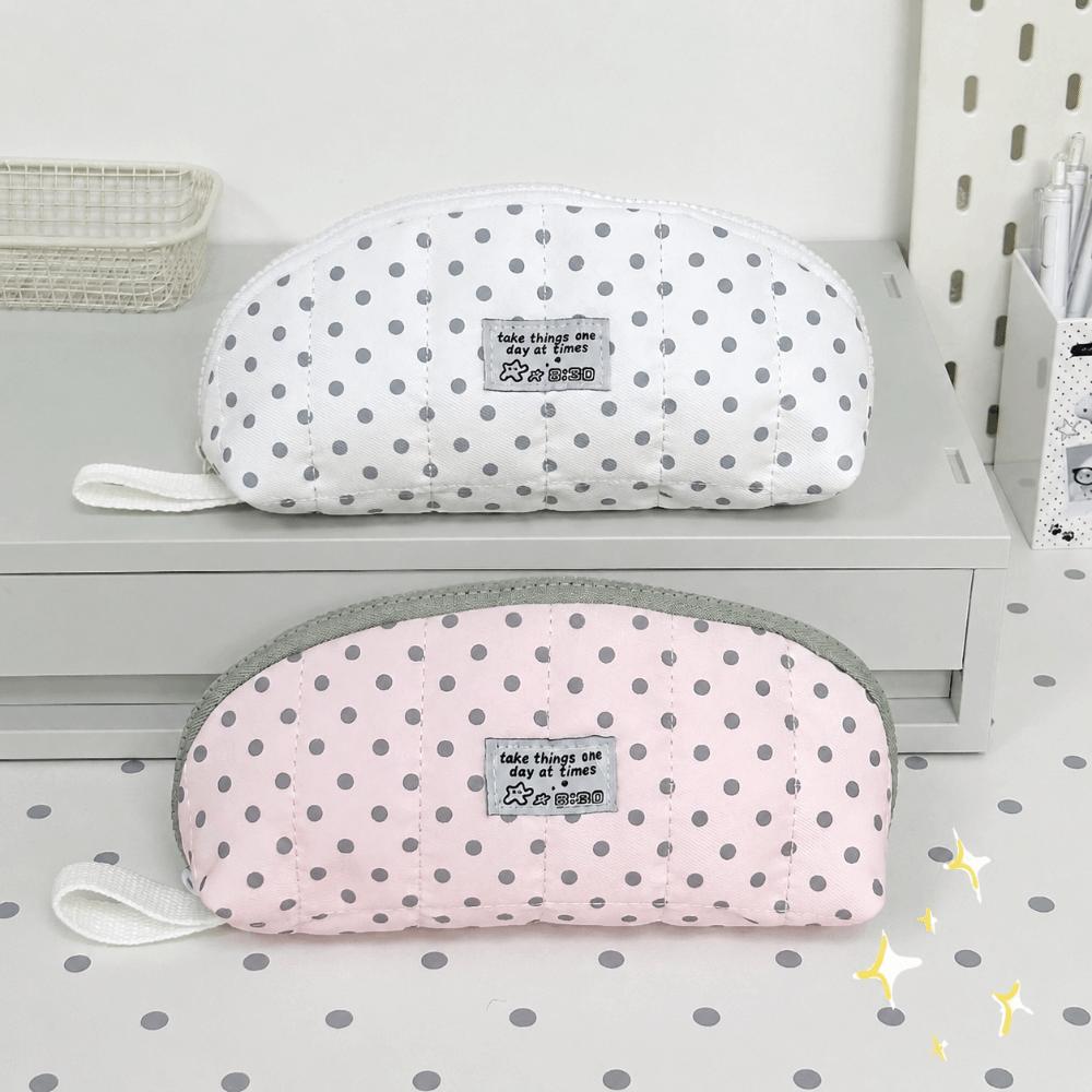 Multi-Layer Divided Pencil Case Polka Dot Print Pen Bag Kawaii Stationery Storage Bag Home Travel