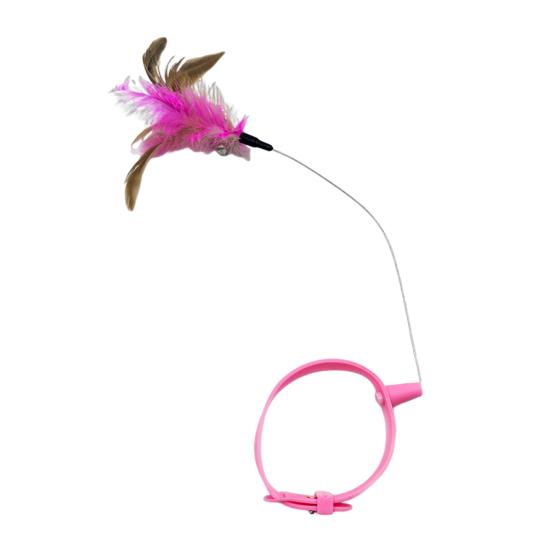 Silicone Cat Collar Toy with Bell Adjustable Teasing Wand Cats Interactive Feather Collar Toys Self-Entertaining Pet Supplies for Play All Day