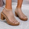 Fashion High Heels Women Sandals Summer Chunky Fashion Shoes Hollow Crystal Woman Pumps 2025 Trend Brand Designer Cozy Female Zapatillas