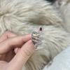 Red Zircon Temperament Retro National Style Snake Open Ring Female Zodiac Snake Life Personality Ring Tide