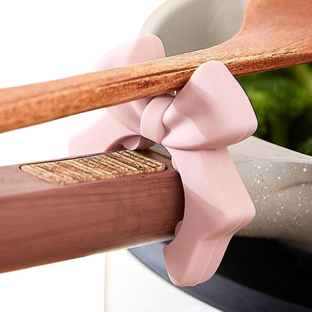 Silicone Spoon Rest Anti-Scalding Spoon Holder Bow Spill Stopper for Spoon Cooking Utensil